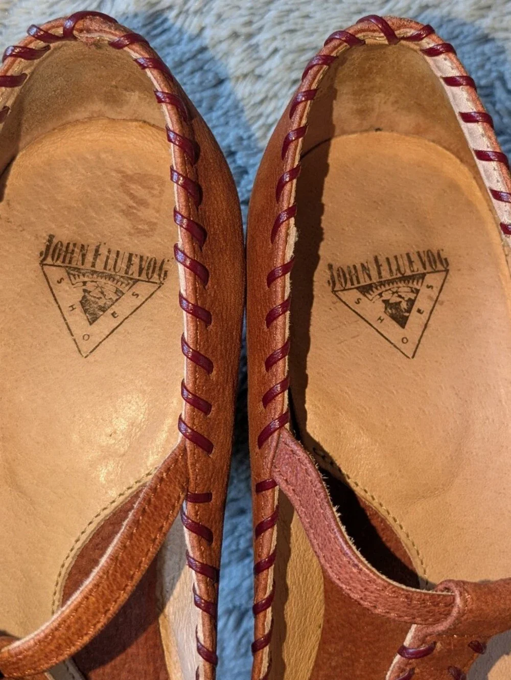 John Fluevog Gertrude Mary Janes Heels Wedges Suede Leather T Strap Size 7